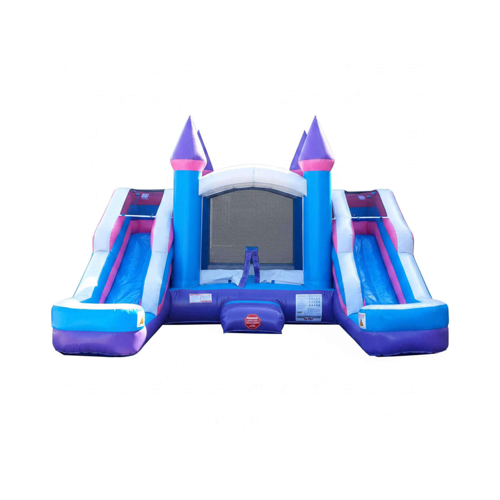 Pink Castle Bounce House Combo With Double Water Slide (SAK84027) - Saksby Wholesale - Front View