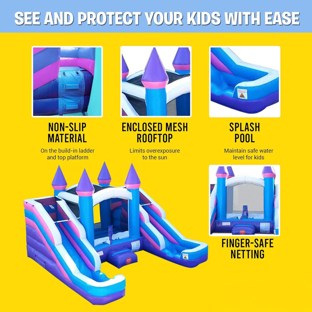 Pink Castle Bounce House Combo With Double Water Slide (SAK84027) - Saksby Wholesale - Protection Details