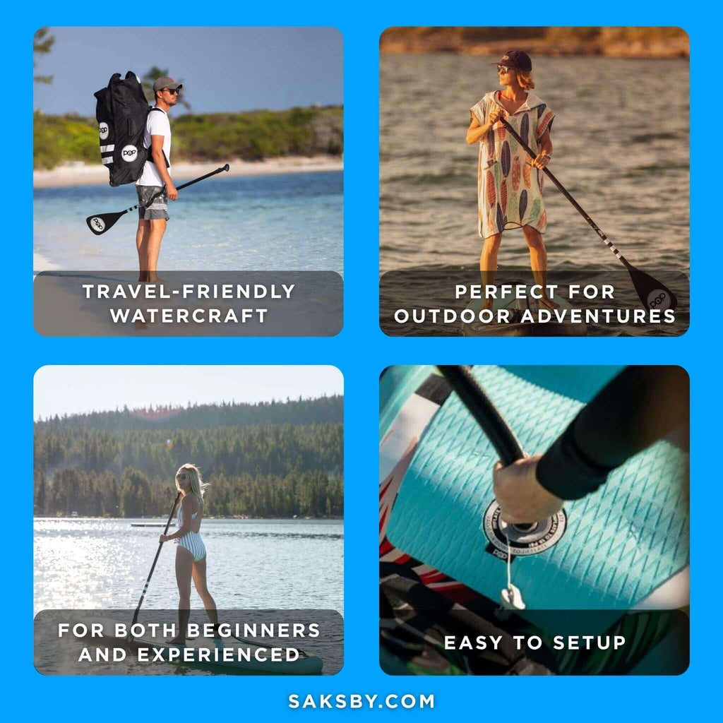 Pop Board Co. Inflatable Board 10'6 Royal Hawaiian Mint/Black (SAK48622) - Saksby Wholesale - Benefits
