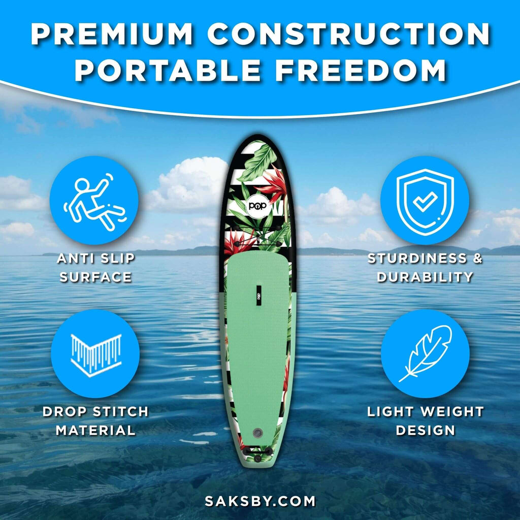 Pop Board Co. Inflatable Board 10'6 Royal Hawaiian Mint/Black (SAK48622) - Saksby Wholesale - Material Features