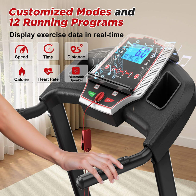 Portable 3.5HP Space Saving Folding Treadmill With Incline And 12 Preset Programs (SAK29735) - Saksby Wholesale - Programs View