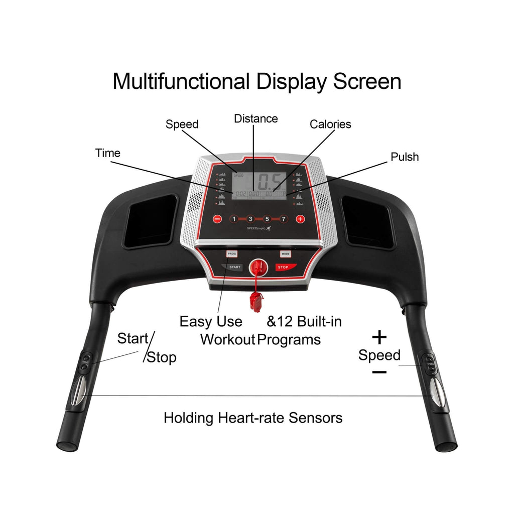 Portable 3.5HP Space Saving Folding Treadmill With Incline And 12 Preset Programs (SAK29735) - Saksby Wholesale - Display View

