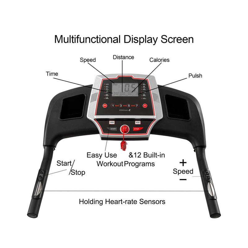 Portable 3.5HP Space Saving Folding Treadmill With Incline And 12 Preset Programs (SAK29735) - Saksby Wholesale - Display View
