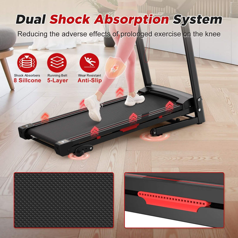 Portable 3.5HP Space Saving Folding Treadmill With Incline And 12 Preset Programs (SAK29735) - Saksby Wholesale - Dual Shock View