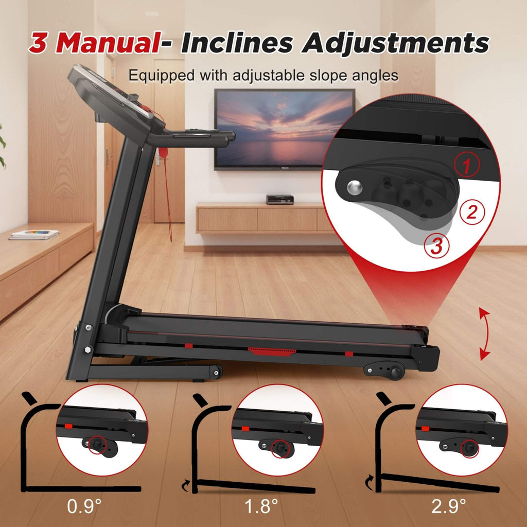 Portable 3.5HP Space Saving Folding Treadmill With Incline And 12 Preset Programs (SAK29735) - Saksby Wholesale - Incline View