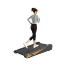 Portable Compact 2HP Under Desk Treadmill With Safety Key And Wheels for Home And Office Workouts (SAK72810) - Saksby Wholesale - Back View Actual Setup