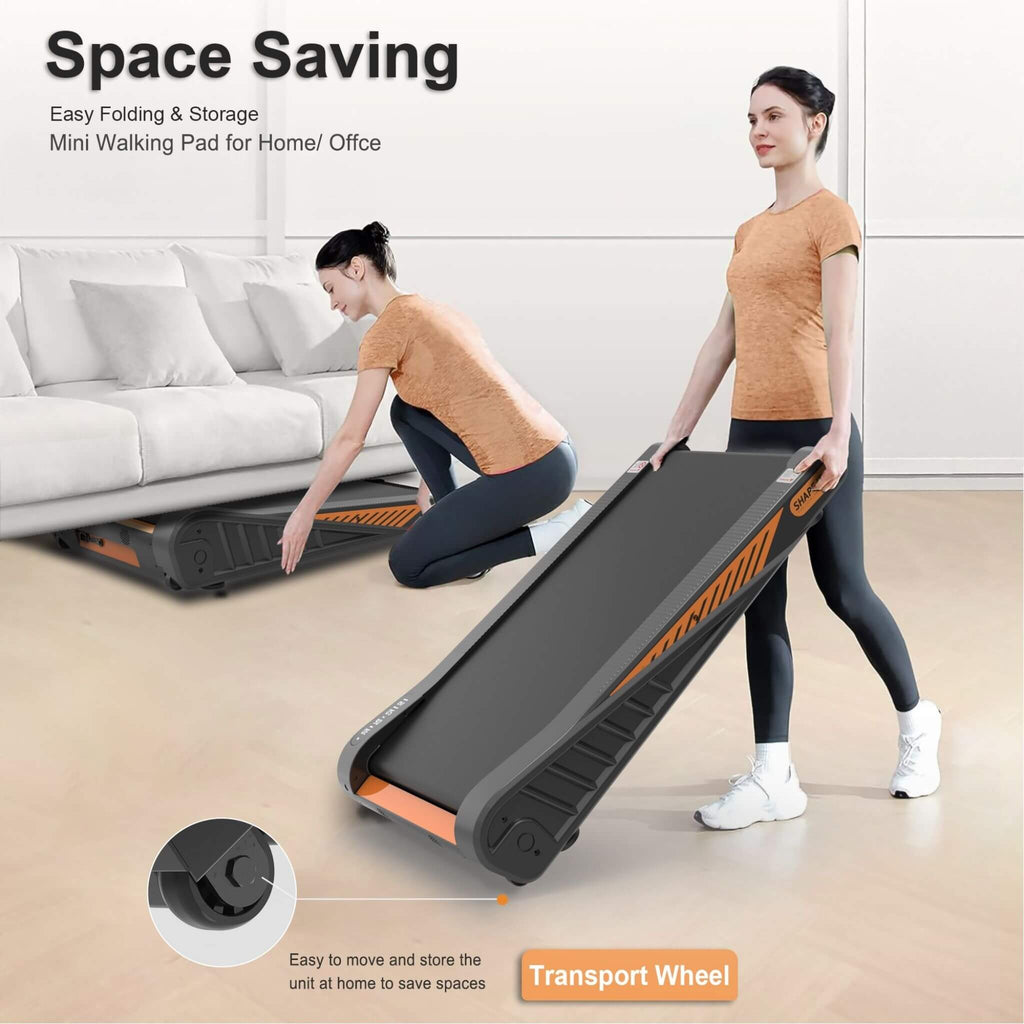 Portable Compact 2HP Under Desk Treadmill With Safety Key And Wheels for Home And Office Workouts (SAK72810) - Saksby Wholesale - Space Saving