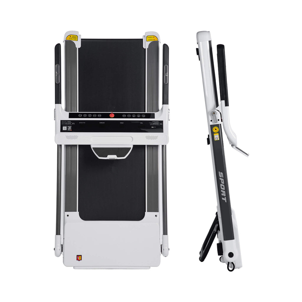 Foldable Treadmill With Handle And Stand On A White Background - Saksby Wholesale