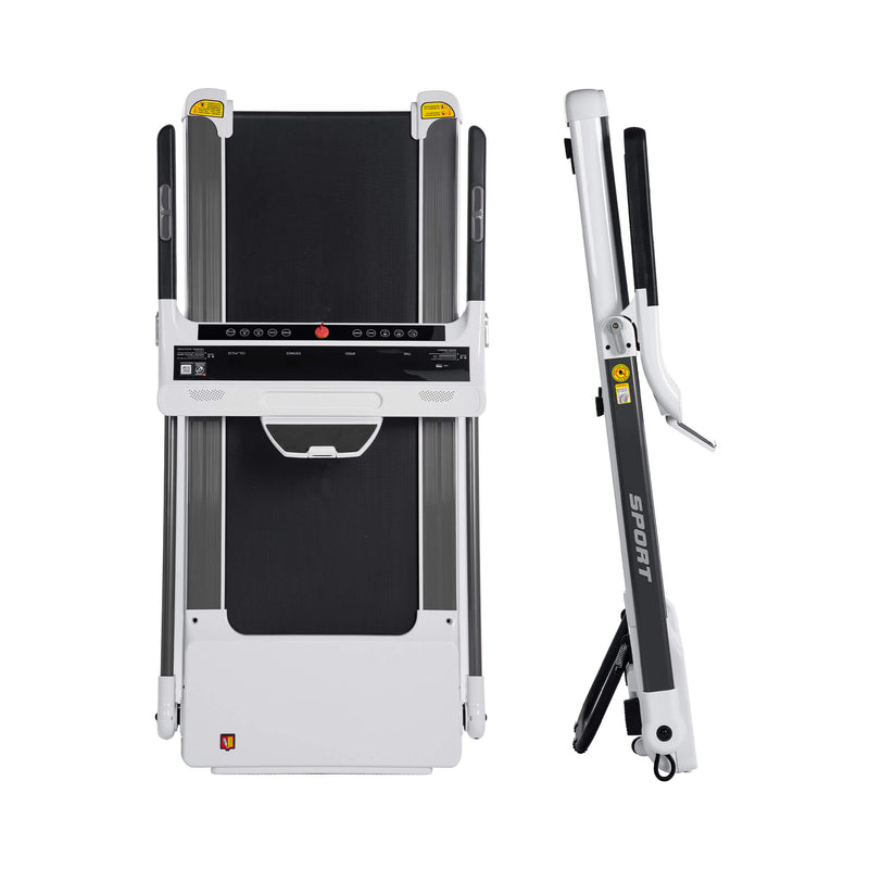 Foldable Treadmill With Handle And Stand On A White Background - Saksby Wholesale