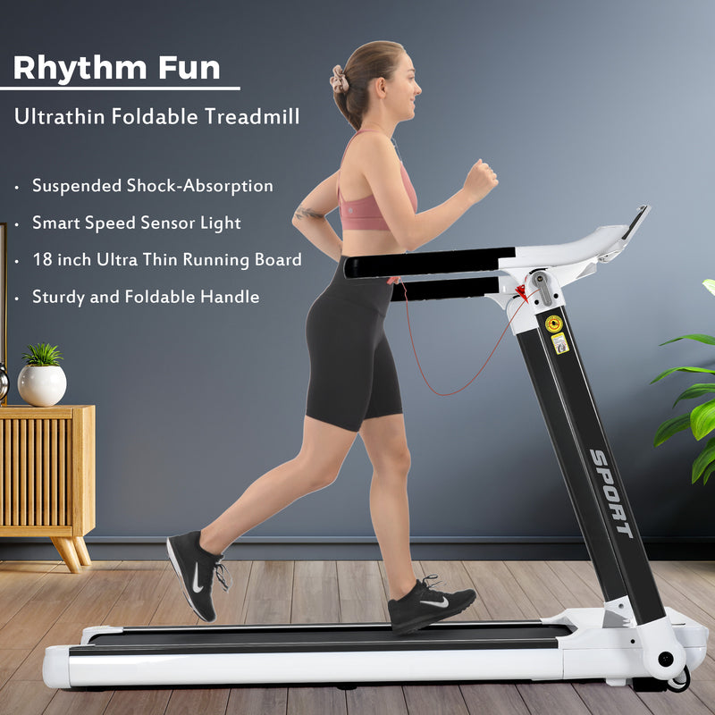Portable Compact Home Cardio Fitness Treadmill With 3.5HP Electric Motor Bluetooth Speaker (SAK32416) - Saksby Wholesale - Features View