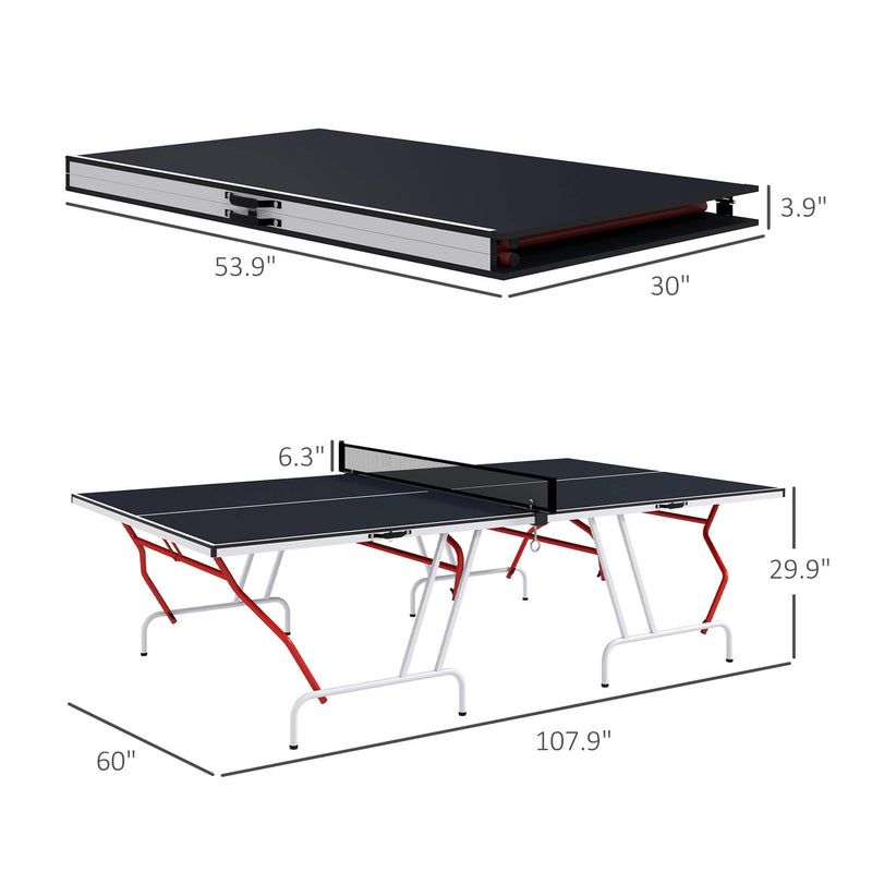Portable Foldable Full Size Ping Pong Table Tennis Table (SAK64929) Saksby - Dimensions