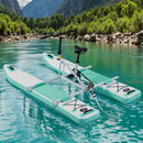 Portable Inflatable Water Marine Pedal Bike With Accessories (SAK61284) Saksby - Lifestyle On Water In Front Of Mountains