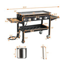 Portable Outdoor 4 Burner Propane Flat Top Gas Grill W/ Wheels, 60K BTU (SAK66104) - Saksby Wholesale - Dimensions View