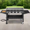 Portable Outdoor 4 Burner Propane Flat Top Gas Grill W/ Wheels, 60K BTU (SAK66104) - Saksby Wholesale - Lifestyle Front View