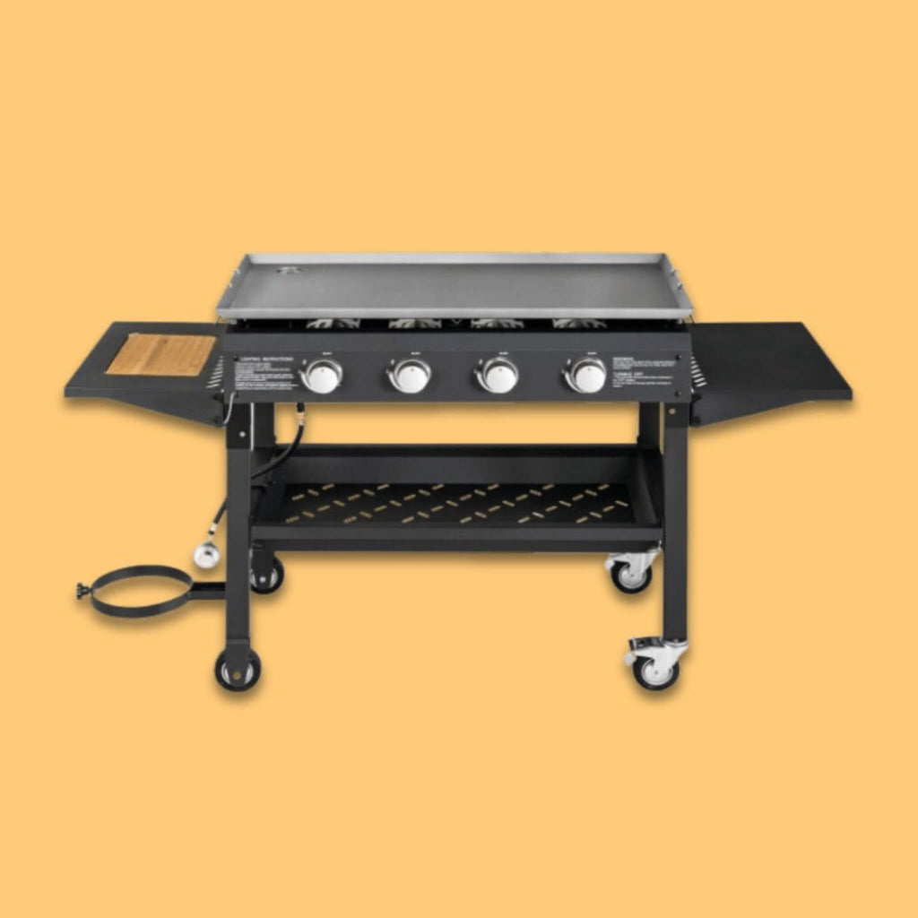 Portable Outdoor 4 Burner Propane Flat Top Gas Grill W/ Wheels, 60K BTU (SAK66104) - Saksby Wholesale - Front View