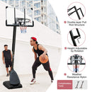 Portable Outdoor All-Weather Height Adjustable Basketball Hoop With 44 Inch Backboard And Wheels, 10FT (SAK58741) - Saksby Wholesale - Product Features View