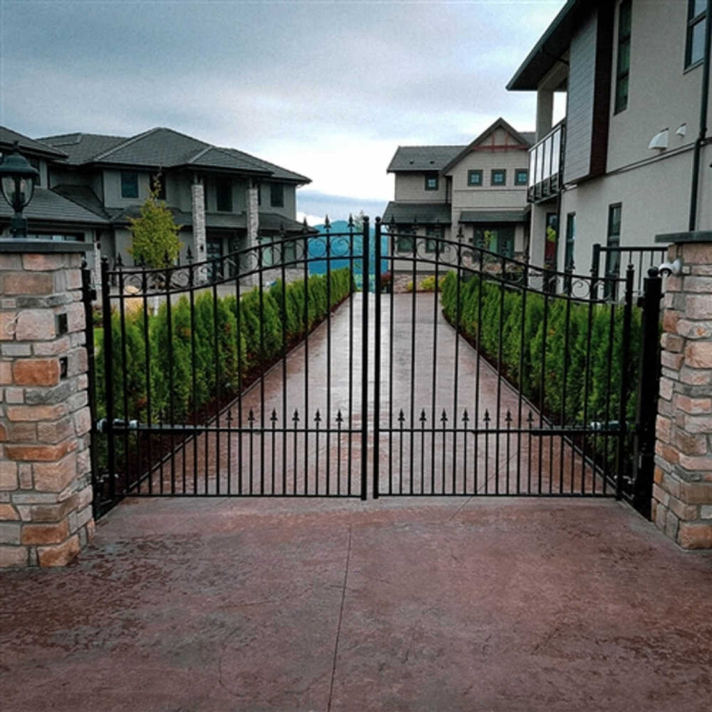 [12-18FT] Prague Powder Coated Galvanized Steel Dual Swing Driveway Gate [DGPRAD-AP] (SAK48530) - Saksby Wholesale - Product Preview