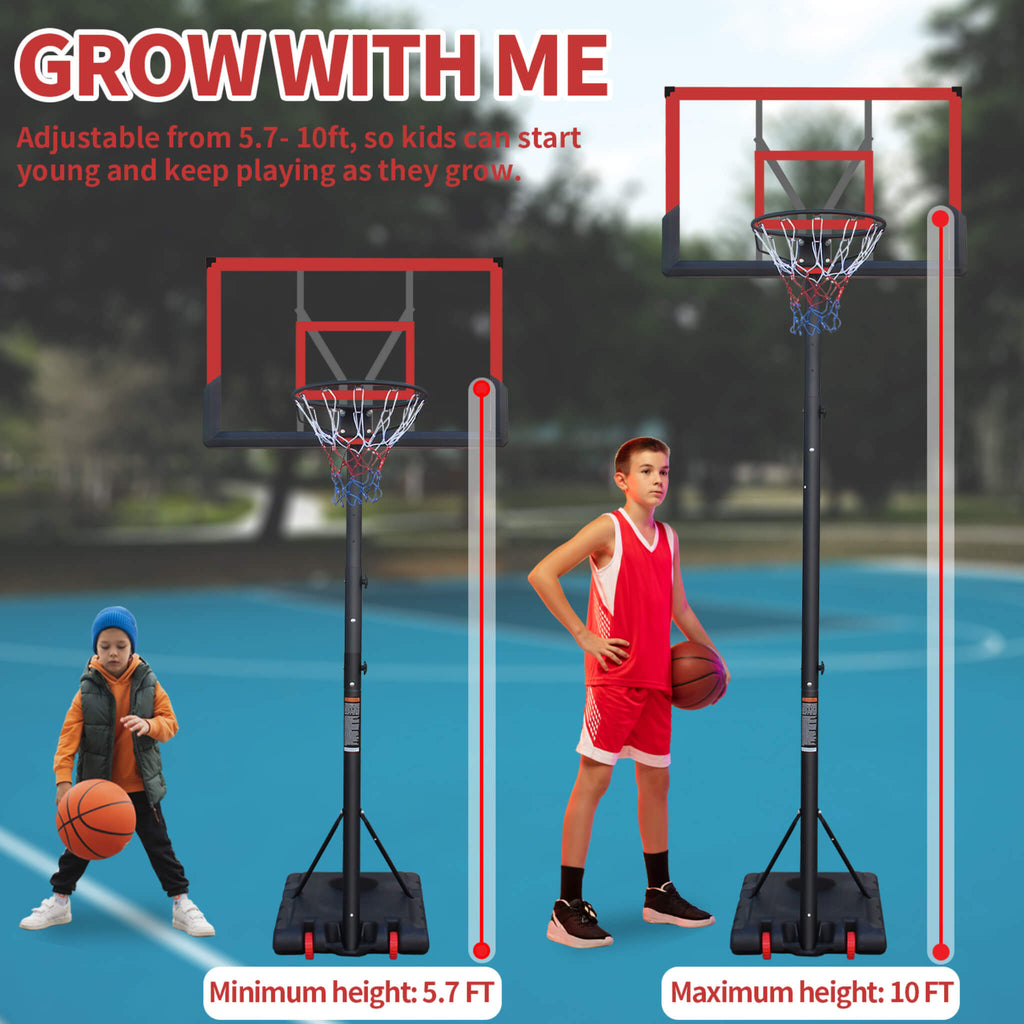 Premium 10FT Outdoor Portable Adjustable Basketball Hoop With Wheels (SAK31961) - Sasksby Wholesale - Height View
