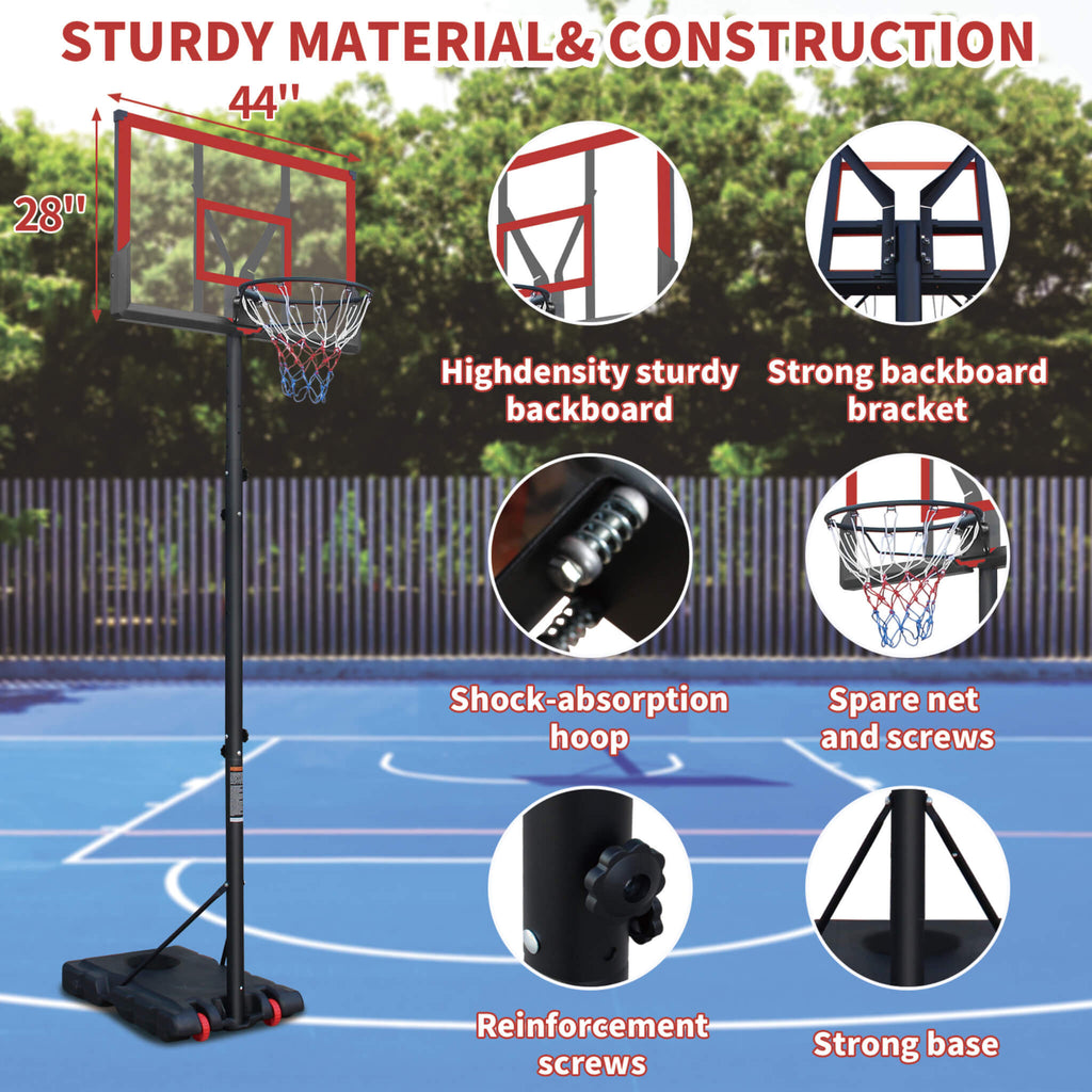 Premium 10FT Outdoor Portable Adjustable Basketball Hoop With Wheels (SAK31961) - Sasksby Wholesale - Parts View