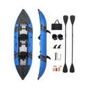 Premium 12FT 2-Person Inflatable Tandem Kayak Kit With Pump And Paddles (SAK94816) - Saksby Wholesale - Color Blue With Accessories