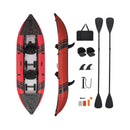 Premium 12FT 2-Person Inflatable Tandem Kayak Kit With Pump And Paddles (SAK94816) - Saksby Wholesale - Color Red With Accessories