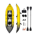 Premium 12FT 2-Person Inflatable Tandem Kayak Kit With Pump And Paddles (SAK94816) - Saksby Wholesale - Color Yellow With Accessories