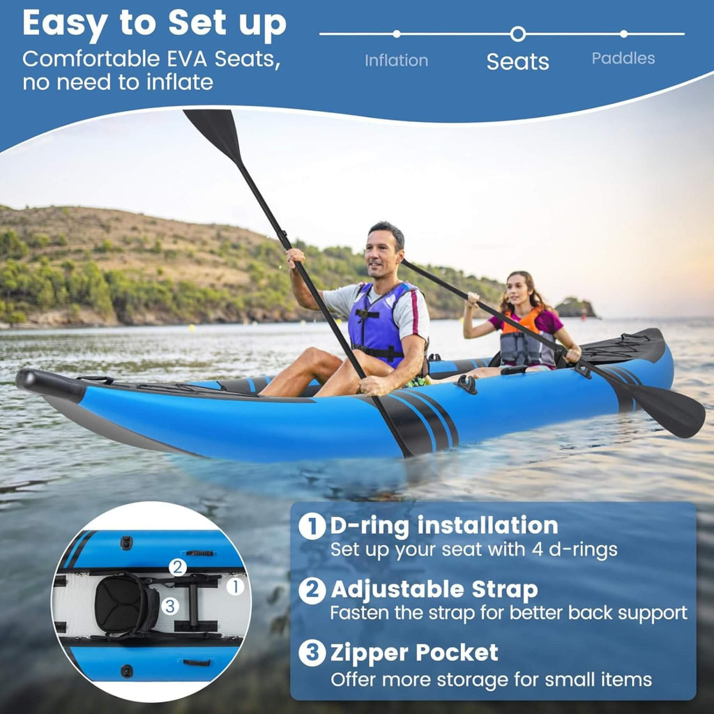 Premium 12FT 2-Person Inflatable Tandem Kayak Kit With Pump And Paddles (SAK94816) - Saksby Wholesale - Seat Installation