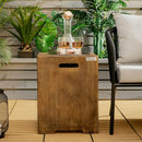 Premium 16-Inch Outdoor Hideaway Table Cover For Standard 20 LBS Propane Tank (SAK73142) - Saksby Wholesale - Lifestyle Image In Patio