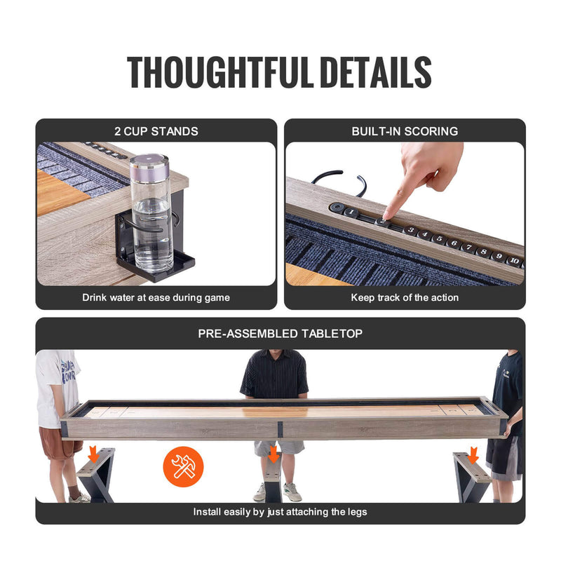 Premium 2-in-1 Shuffleboard Game Table Set With Bowling Combo (SAK81698) Saksby - Features