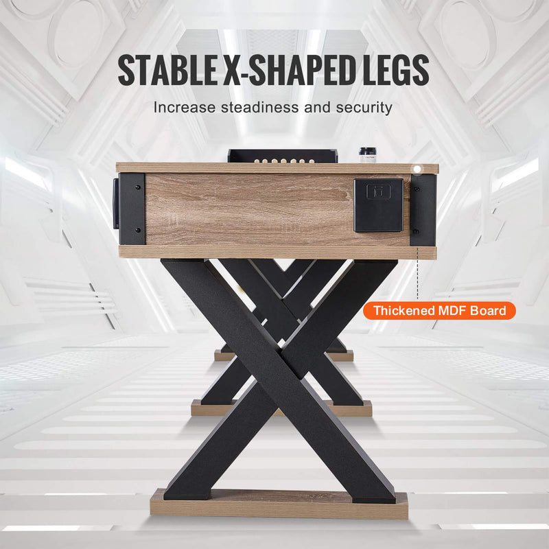 Premium 2-in-1 Shuffleboard Game Table Set With Bowling Combo (SAK81698) Saksby - X-Shaped Legs