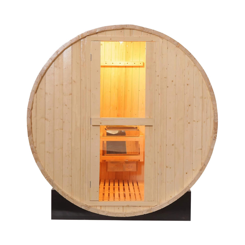 Premium All-Weather Outdoor Pinewood Barrel Sauna Kit With 4.5KW Heater And Tempered Glass Window (SAK91462)