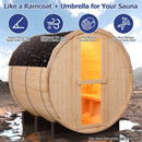 Premium All-Weather Outdoor Pinewood Barrel Sauna Kit With 4.5KW Heater And Tempered Glass Window (SAK91462)