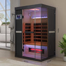 Premium 2-Person Indoor Infrared Sauna With Red Light Therapy And Himalayan Salt Rocks (SAK67305) - Saksby Wholesale - Dimension Details In Lifestyle Image