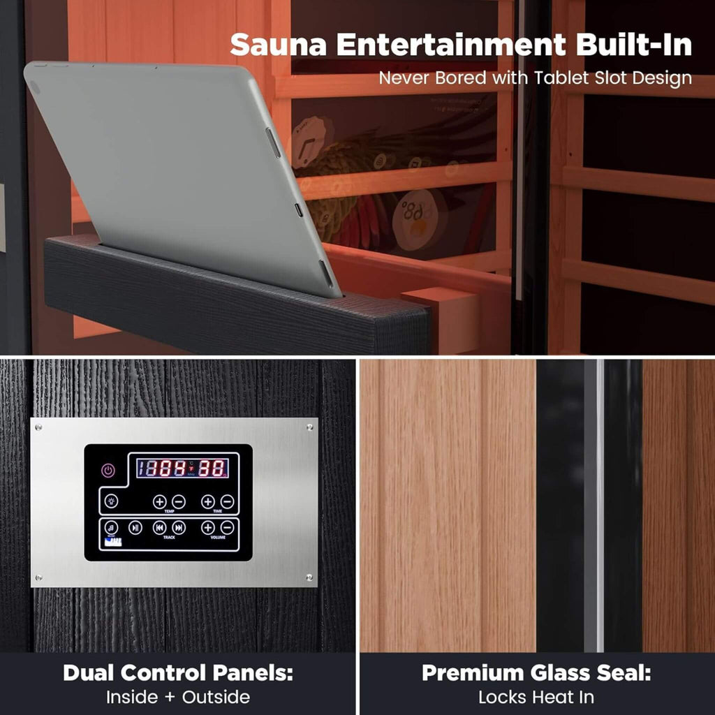 Premium 2-Person Indoor Infrared Sauna With Red Light Therapy And Himalayan Salt Rocks (SAK67305) - Saksby Wholesale - Features