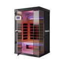 Premium 2-Person Indoor Infrared Sauna With Red Light Therapy And Himalayan Salt Rocks (SAK67305) - Saksby Wholesale - Front Left View