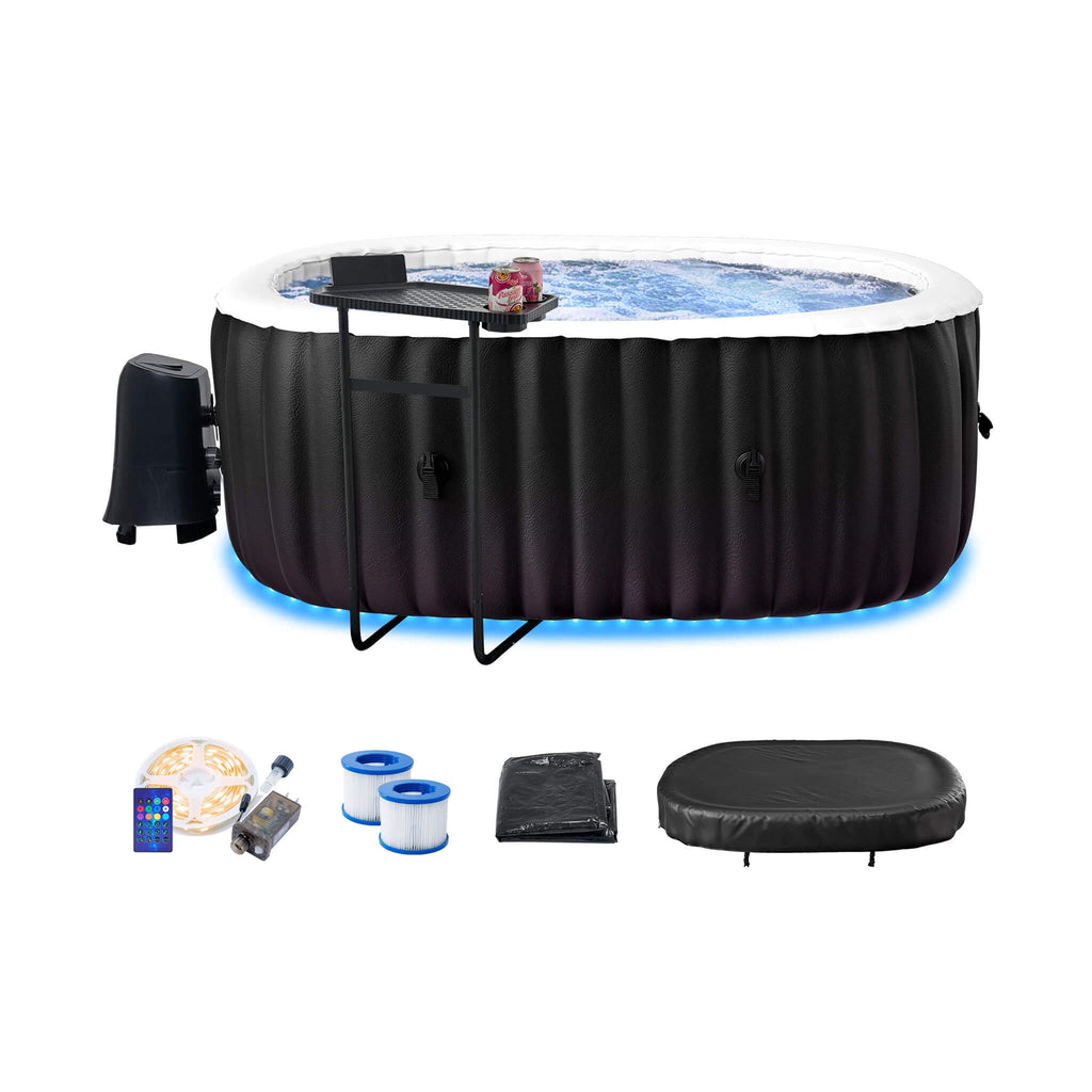 Premium 2-Person Inflatable Hot Tub With 8-Color LED Lights (SAK98431) - Saksby Wholesale - Blue LED With Accessories