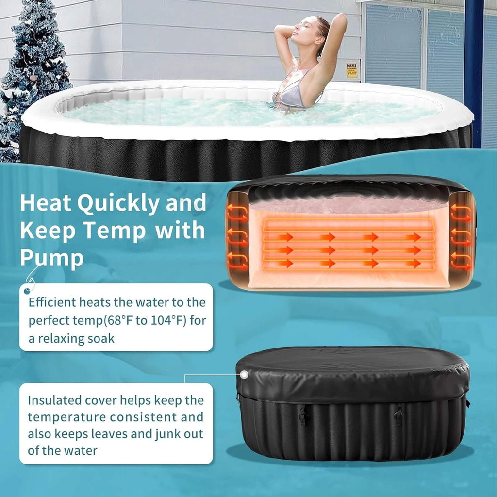 Premium 2-Person Inflatable Hot Tub With 8-Color LED Lights (SAK98431) - Saksby Wholesale - Quick Heating