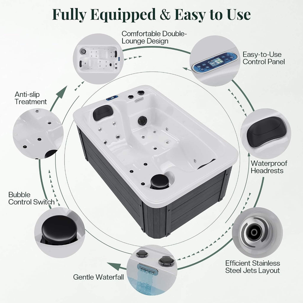 Premium 2-Person Outdoor Hot Tub With 15 Stainless Steel Jets (SAK92015) - Components