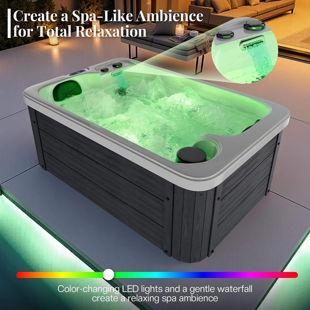 Premium 2-Person Outdoor Hot Tub With 15 Stainless Steel Jets (SAK92015) - LED Lighting