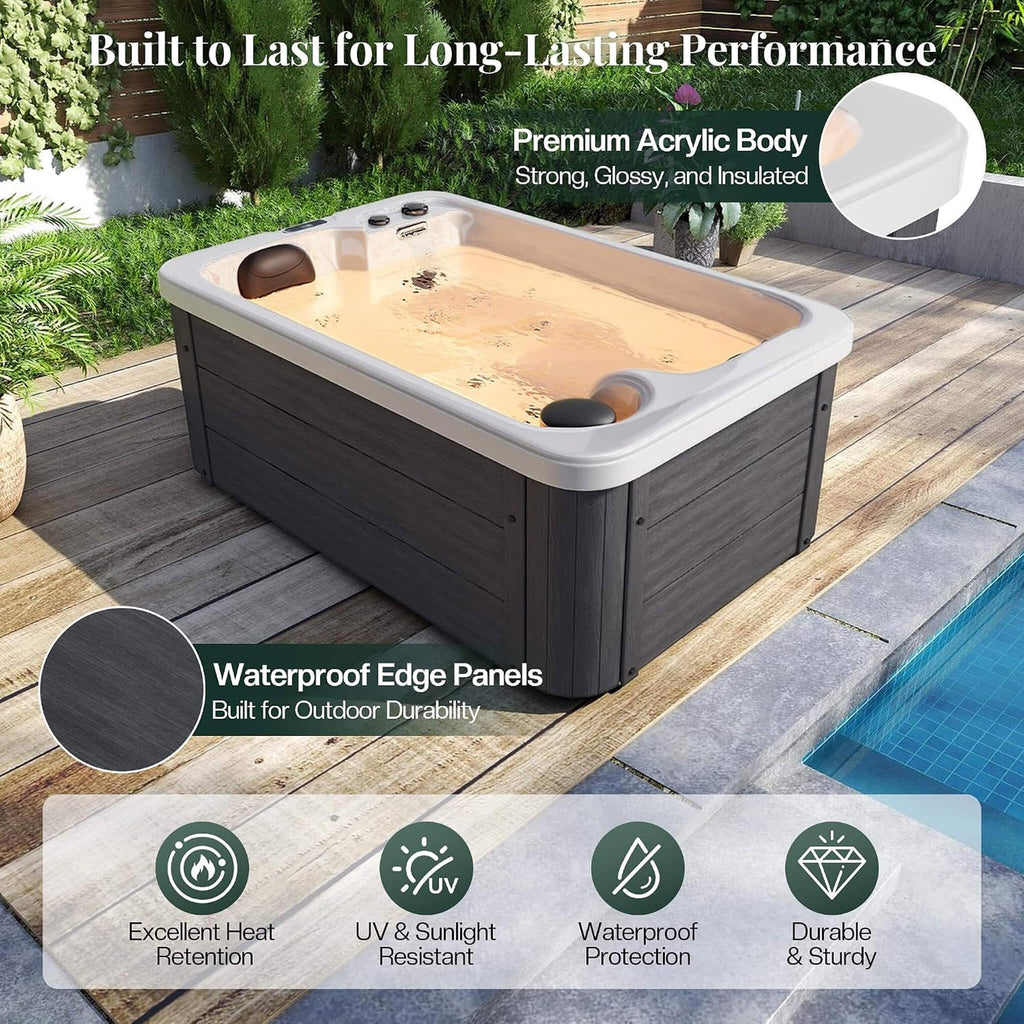 Premium 2-Person Outdoor Hot Tub With 15 Stainless Steel Jets (SAK92015) - Long-lasting Performance