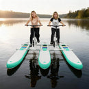 Premium 2-Person Two-Seater Portable Inflatable Pedal Boat Water Bike (SAK95621) - Saksby Wholesale - Lifestyle Image With Persons Driving