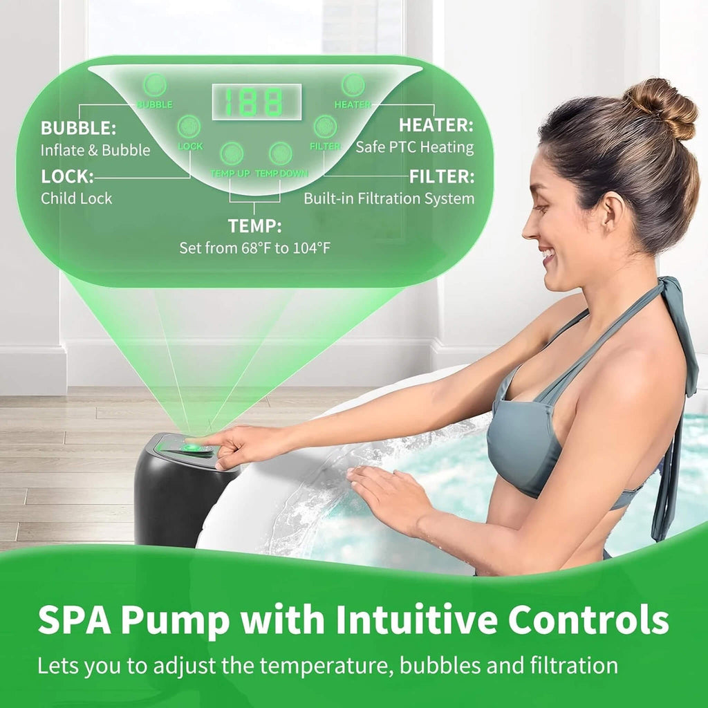 Premium Large 4-Person Inflatable Hot Tub With 8-Color LED Lights (SAK20759) - Saksby Wholesale - Control Panel