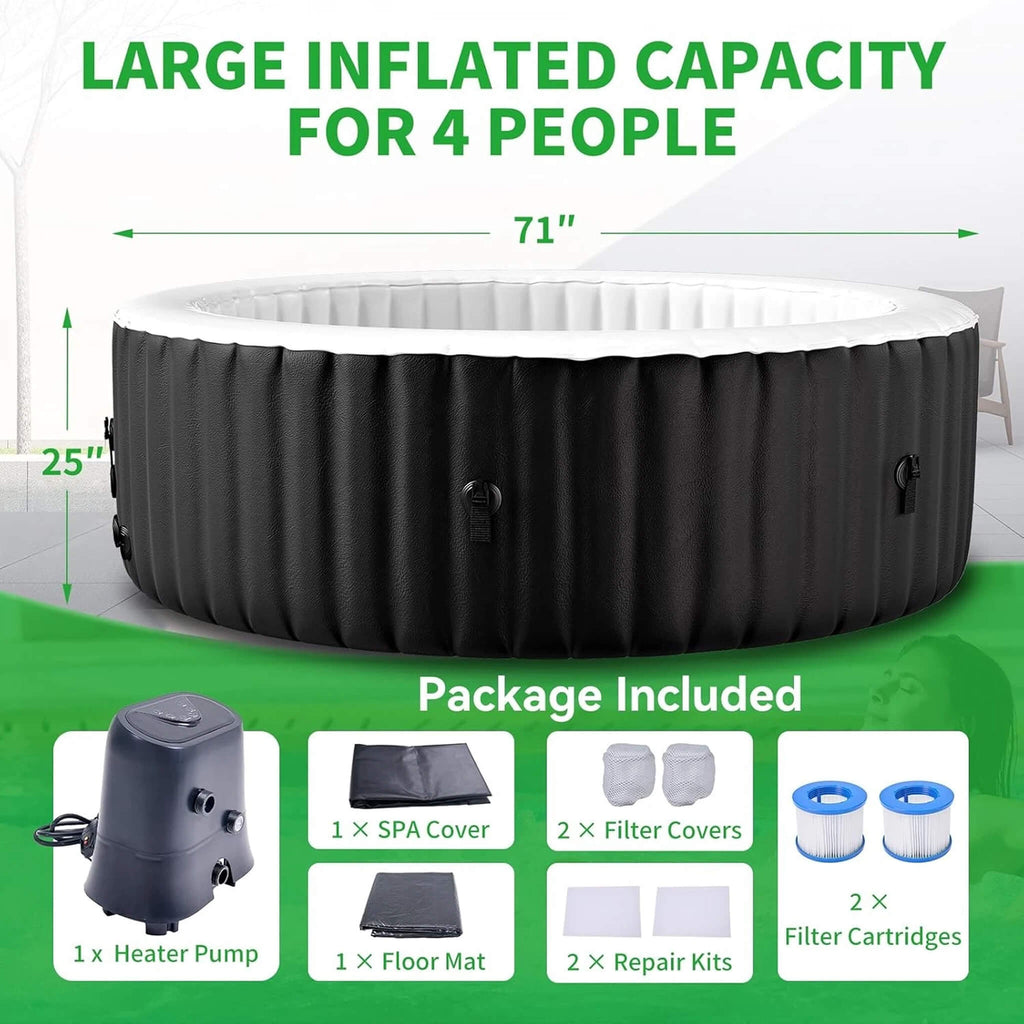 Premium Large 4-Person Inflatable Hot Tub With 8-Color LED Lights (SAK20759) - Saksby Wholesale - Dimensions