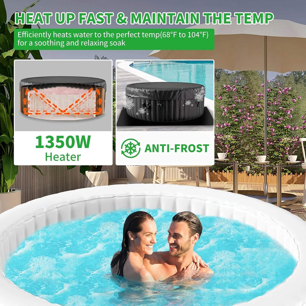 Premium Large 4-Person Inflatable Hot Tub With 8-Color LED Lights (SAK20759) - Saksby Wholesale - Fast Heating