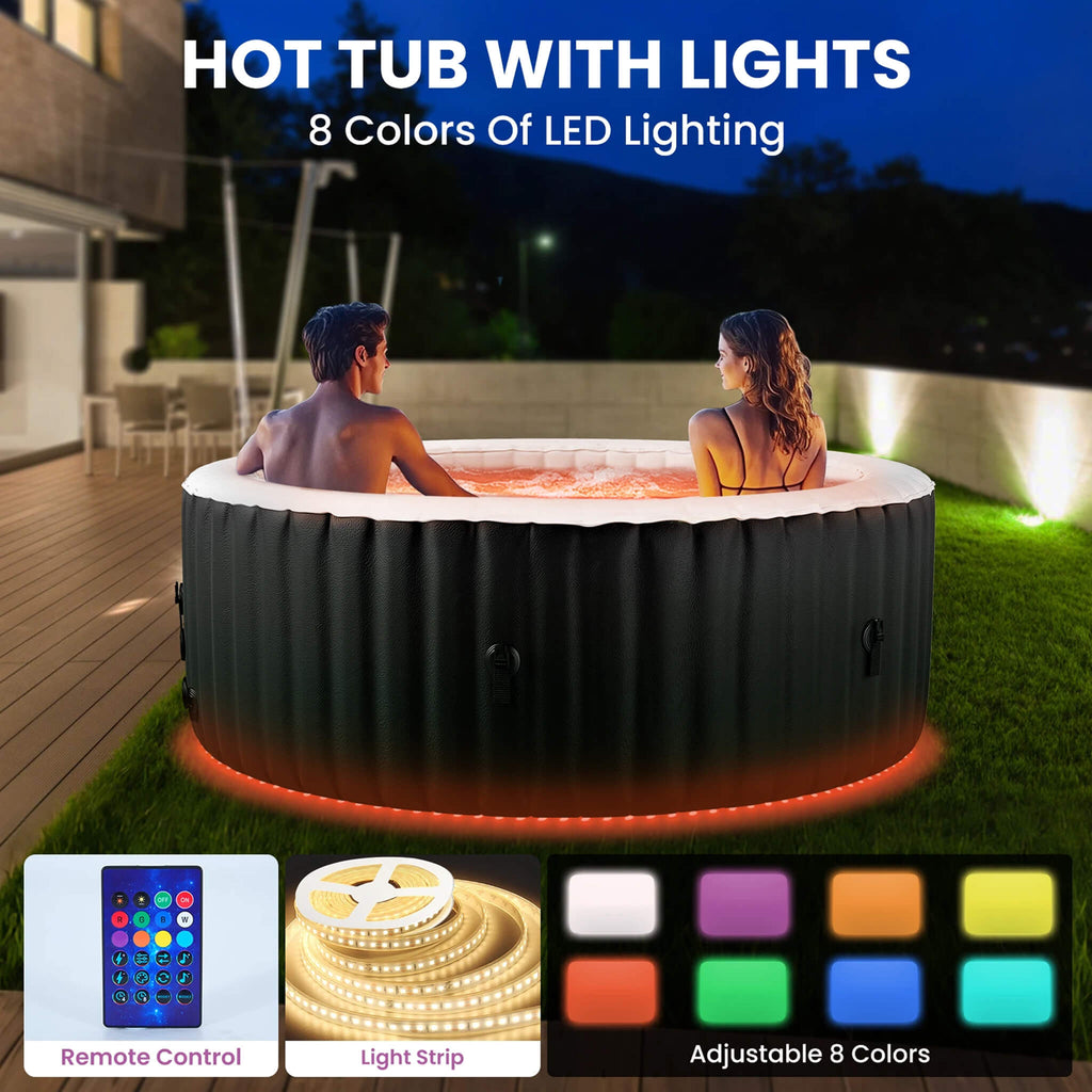 Premium Large 4-Person Inflatable Hot Tub With 8-Color LED Lights (SAK20759) - Saksby Wholesale - LED Lighting
