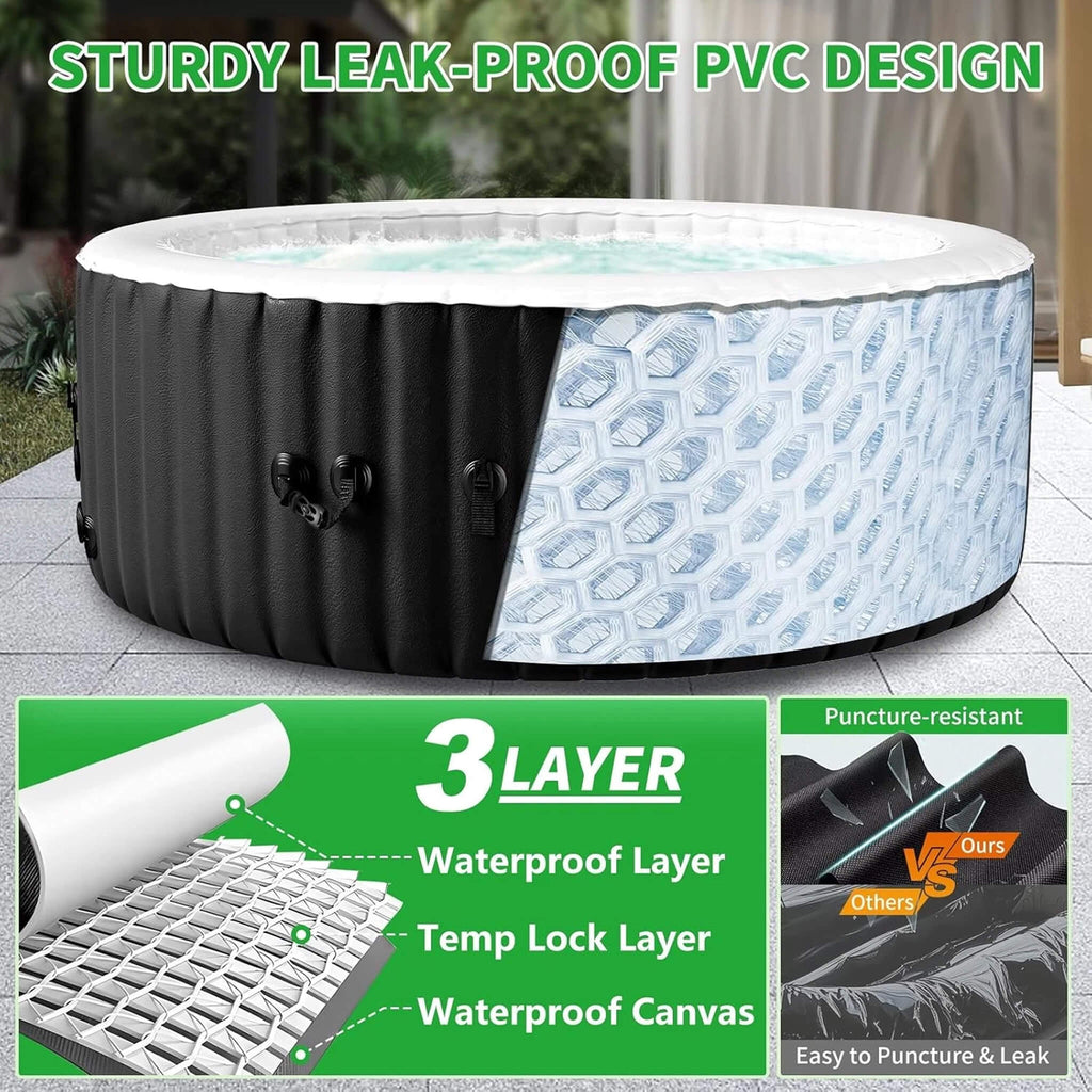 Premium Large 4-Person Inflatable Hot Tub With 8-Color LED Lights (SAK20759) - Saksby Wholesale - Sturdy Material