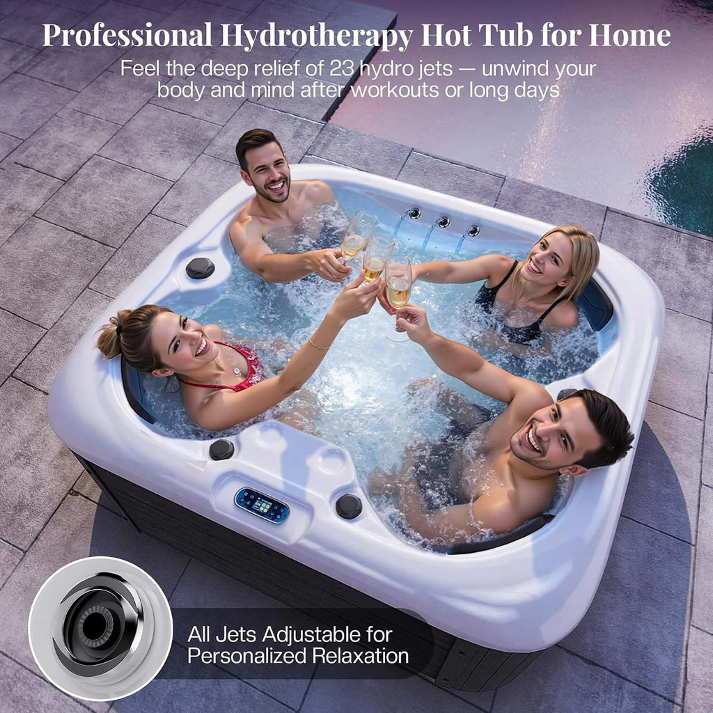 Premium 4-Person Outdoor Hot Tub With 23 Stainless Steel Jets (SAK29185) - Saksby Wholesale - Adjustable Jets