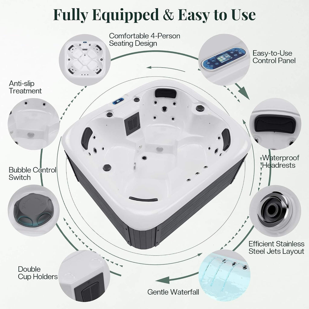 Premium 4-Person Outdoor Hot Tub With 23 Stainless Steel Jets (SAK29185) - Saksby Wholesale - Components