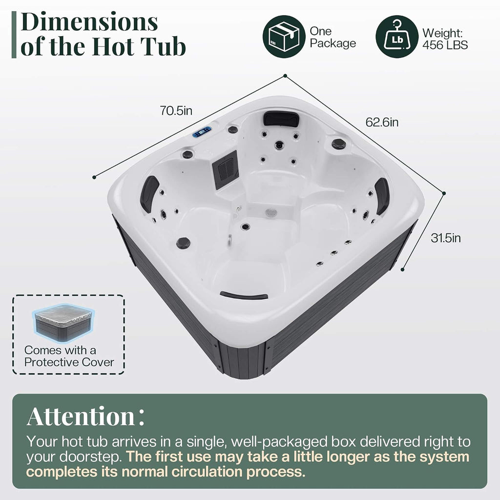 Premium 4-Person Outdoor Hot Tub With 23 Stainless Steel Jets (SAK29185) - Saksby Wholesale - Dimensions