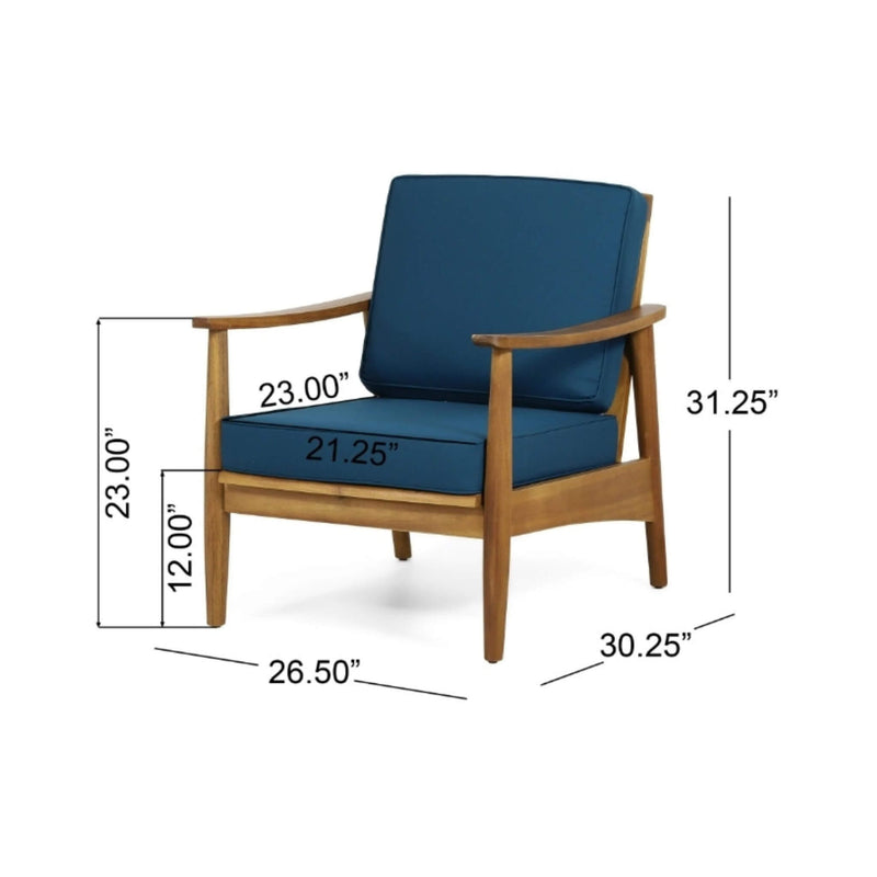 Premium 4-Piece Wooden Outdoor Patio Conversation Seating Set With Cushions (SAK31469) - Saksby Wholesale - Chair Dimensions